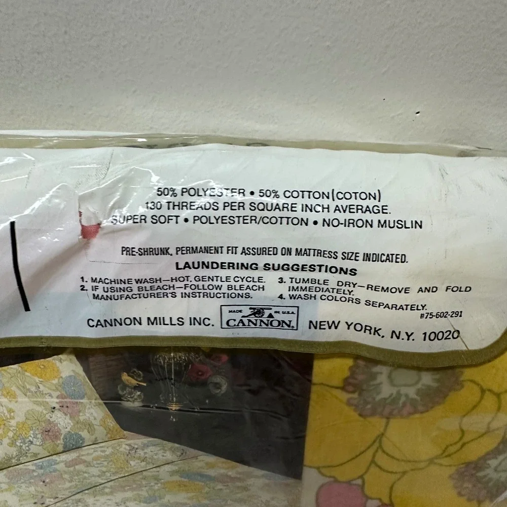 Vintage Cannon Monticello Full Fitted Sheet Melody Floral Style 244 New USA